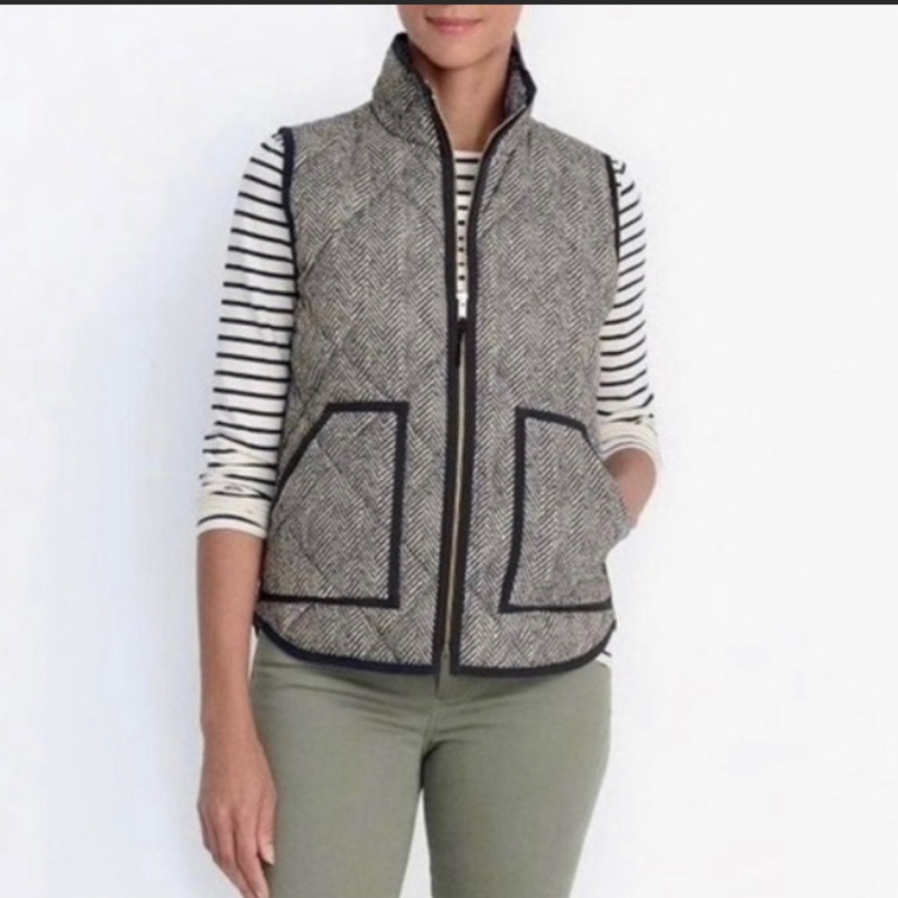 J.Crew Black & White Herringbone Vest